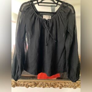 Vintage sheer black puff sleeve blouse